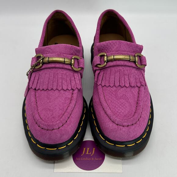 Dr. Martens Women's Adrian Snaffle Suede Kiltie Loafers Thrift Pink Size 5 - Picture 3 of 11
